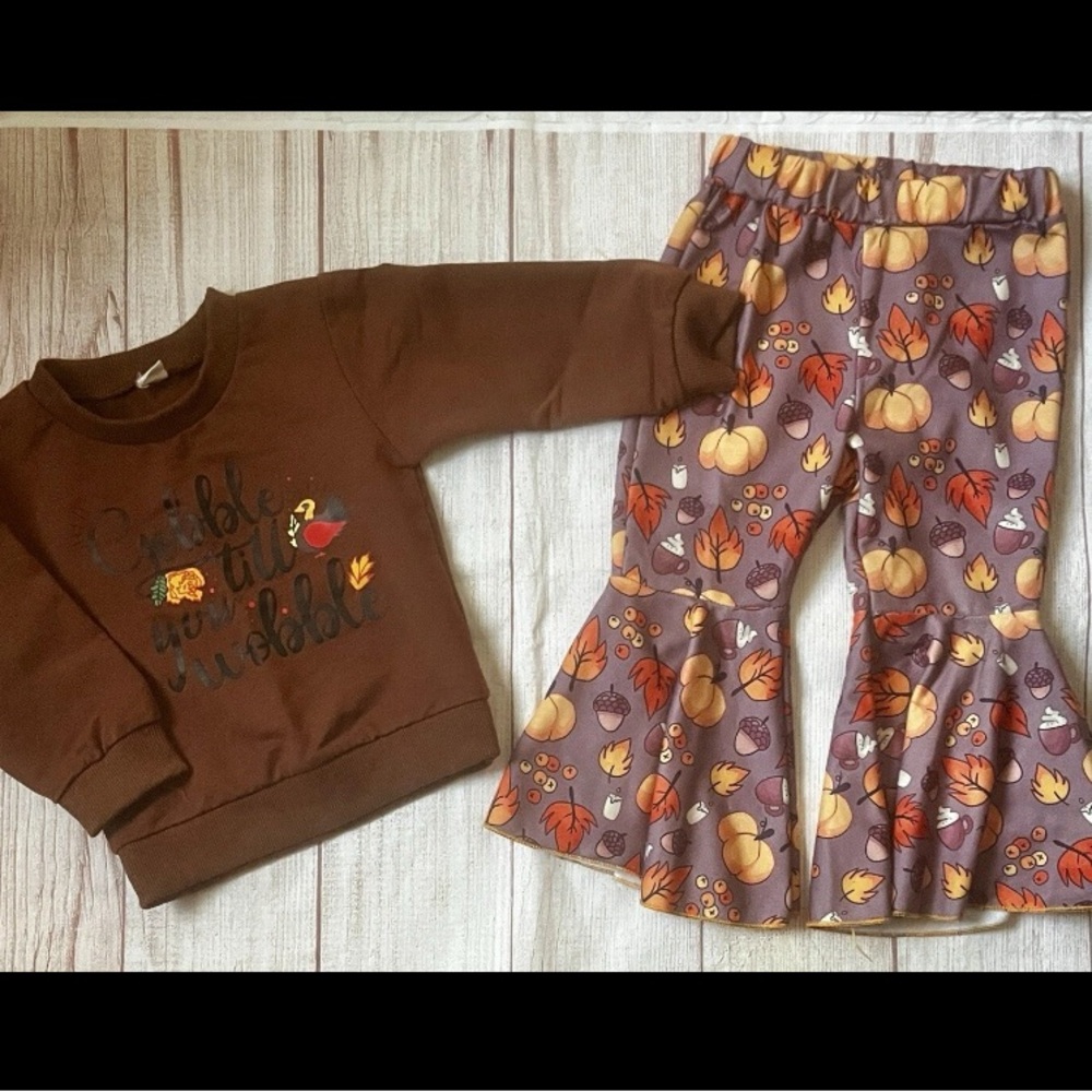 Thanksgiving Outfit 2 pc Bell Bottoms And LS Top 3T Sz 100